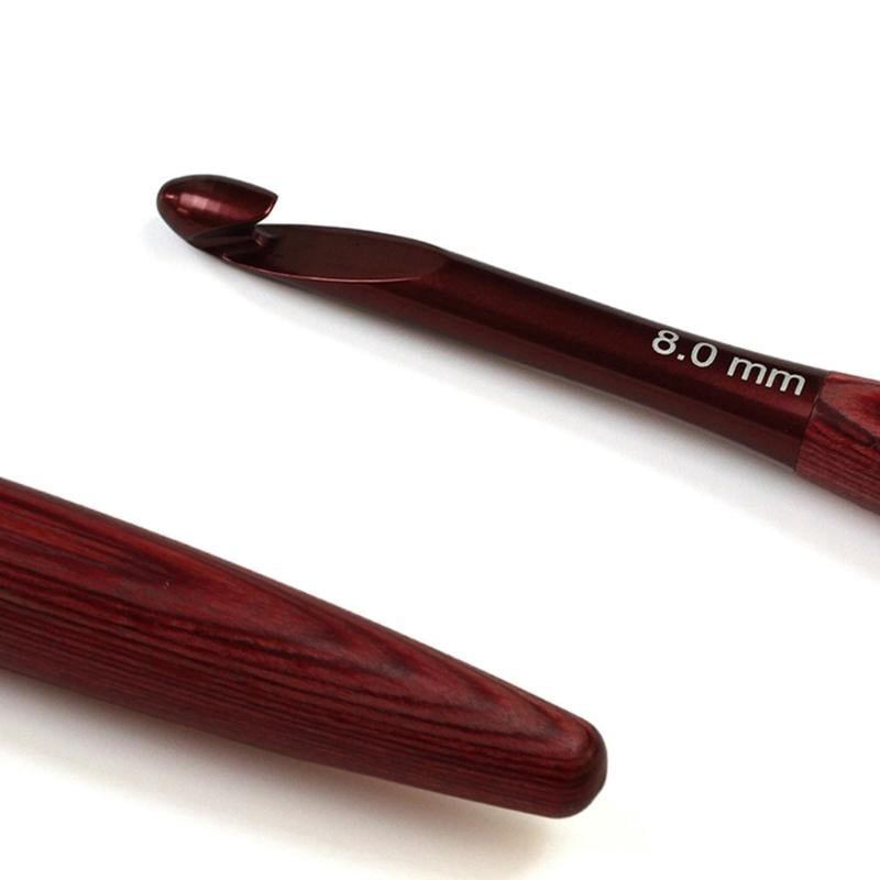 ANXPTIME 9Pcs Ergonomic Crochet Hook Wood Handle Crochet Hook for Knitting 3.5-8.0mm
