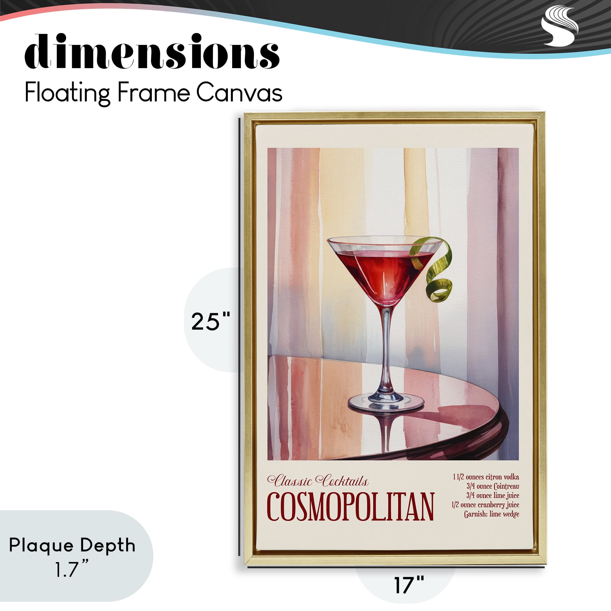 Stupell Industries Cosmopolitan on Reflective Table Gold Framed Floater Canvas Wall Art, design by Andreas Magnusson