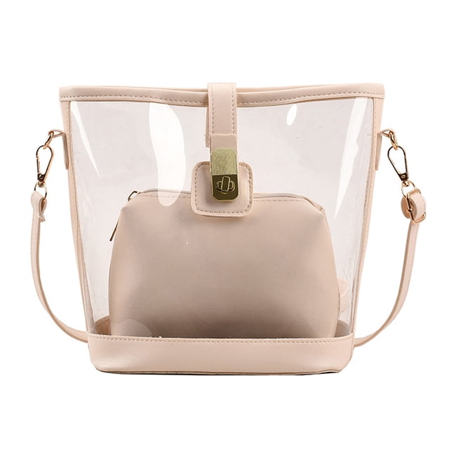 Bolso Hombro Transparente Mujer 2pcs / Set PU Color Sólido Messenger Bag (Blanco)