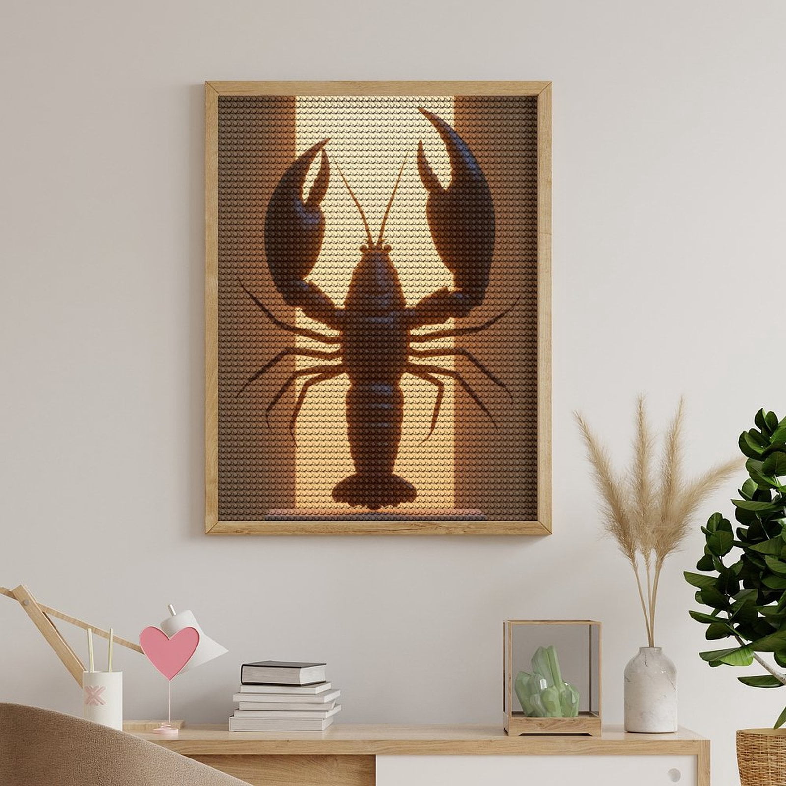 Diamond Art Kits for Adults, Lobster Silhouette Warm Light 5D Diamond Painting Kits for Adults Beginners, DIY Full Drill Diamond Painting, Gem Art and Crafts 12x16
