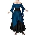 thumbnail image 5 of Renaissance Dress Women 2026 Halloween Long Sleeve Off The Shoulder Medieval Dress Flowy Maxi Dresses Blue XL, 5 of 5