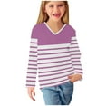 thumbnail image 6 of V Neck Tops for Girls Long Sleeve T Shirts Size 3-14 Teens Casual Color Block Stripe Pullover Comfort Basic Going Out Tunic Top, 6 of 8