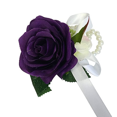 Wedding Prom Rose Roses Hydrangea Silk Flower Pin On Wrist Corsage 
