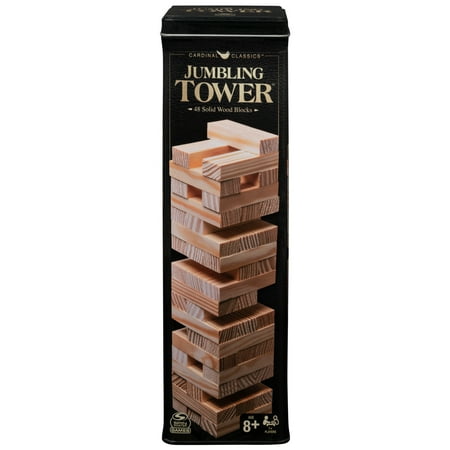 Jumbling Tower Party Game with 48 Wood Blocks, for Families and Kids Ages 8 and up