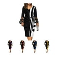 thumbnail image 4 of Gvmfive Women Plus Size V Neck Flared Long Sleeve Party Cocktail Dress, 4 of 4