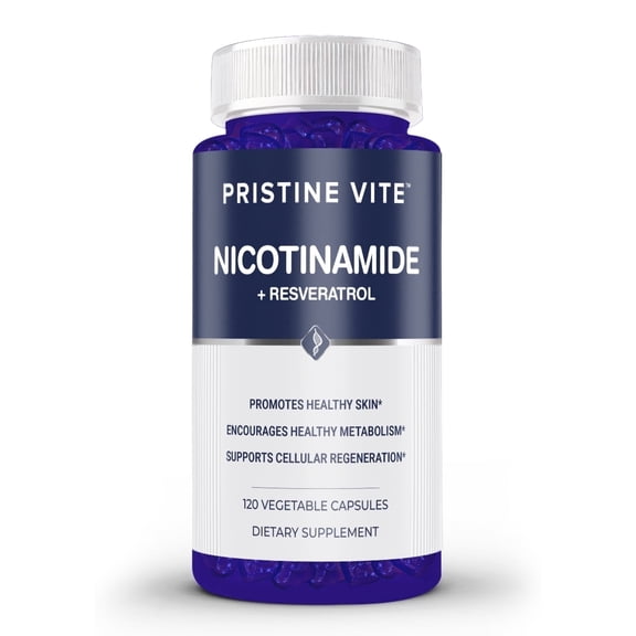 Pristine Vite Nicotinamide with Resveratrol Daily Cellular Wellness and Antioxidant Support 120 Capsules