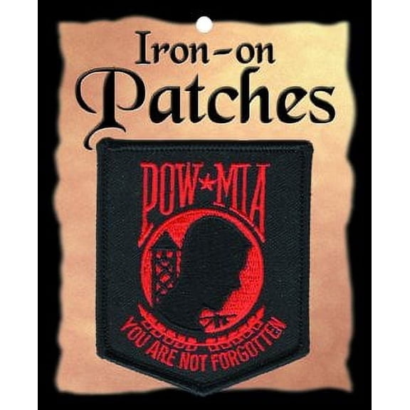 The Black & Red POW MIA Shield PATCH, Superior Quality Iron-On / Saw-On Embroidered Patch - Each one is individually car