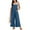 Blue, variant on Women's 2025 Summer Cotton Linen Jumpsuits Casual Loose Sleeveless Split Wide Leg Pants Romper Overalls with Pockets