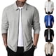 thumbnail image 5 of Mens Casual Long Sleeve Turn-Down Collar Shirt Tops Zip Up Slim Fit Coats Jacket, 5 of 8