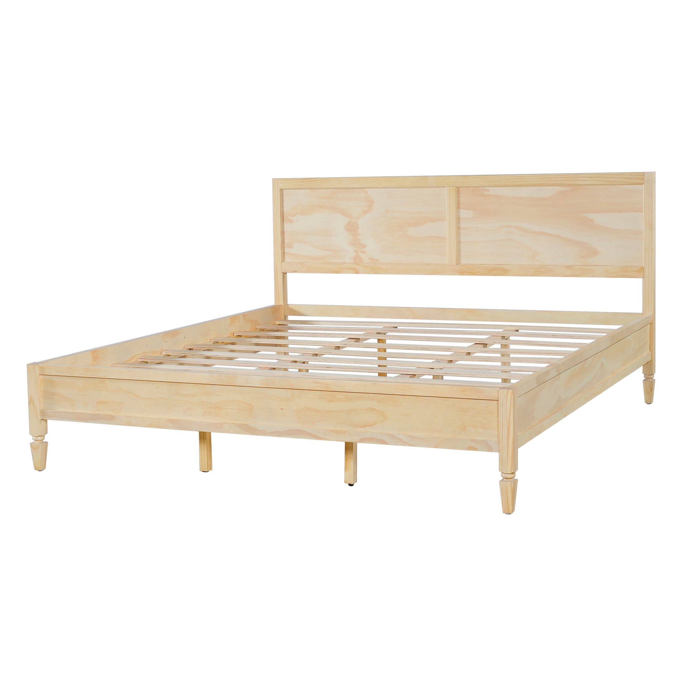 Christopher Knight Home Wooden Platform Bed Frame with Classic Panel Headboard, King Size, Natural