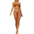 thumbnail image 1 of Conjuntos de bikini de dos piezas sin tirantes de anillo O de INSPIRE CHIC para mujeres, traje de baño M Marrón, 1 of 5
