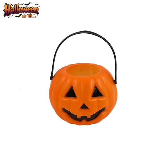 Qocolcyl 2.8x2in Mini Handheld Jack O Lantern Pumpkin Candy Bucket, Portable Trick Or Treat Candy Holder, Indoor Outdoor Fall Halloween Tiered Tray Table Window Seasonal Decor Party Favor Ornament