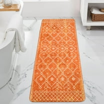Bathroom Runner Rug 20x59 inch Long Boho Bath Mat Non-Slip Moroccan Farmhouse Orange Bath Rug Soft Velvet Machine Washable Bathroom Mats for Tub Sink Shower