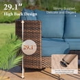 thumbnail image 5 of Summit Living 2-Seat Wicker Patio Loveseat Sofa with Cushions and Pillows & 2 Stackable Metal Coffee Tables, Blue, 5 of 9