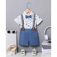 thumbnail image 2 of ZOEREA Toddler Baby Boy Clothes 1-5T Boy Gentleman Suit Short Sleeves Shirt +Suspender Pants +Bowtie Toddler Dress Boy Outfit, 2 of 8
