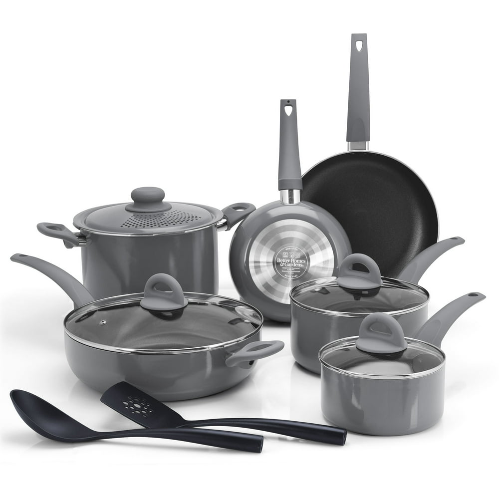 Better Homes & Gardens 12 Piece Non-stick Cookware Set, Gray - Walmart.com - Walmart.com