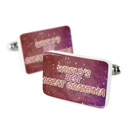 Cufflinks Worlds best Great Grandma, happy sparkelsPorcelain Ceramic NEONBLOND