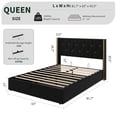thumbnail image 3 of Queen Size Velvet Lift Up Storage Bed Frame, Hydrualic Underneath Storage, Upholstered Platform Bed, Wooden Slats Support, No Box Spring Needed, 3 of 8