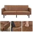 thumbnail image 3 of 76" Modern Loveseat Sofa with Armrests, Convertible Futon Sofa Bed, Lounge Couch for Living Room (Faux Leather, Brown), 3 of 7