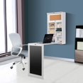 thumbnail image 1 of Wall Mounted Table, Fold Out Convertible Desk Multi-Function Office Computer Desk Writing Desk,Wood Wall Floating Desk with Chalkboard and Large Storage Area, 1 of 8