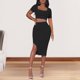 thumbnail image 4 of Top corto para mujer + faldas de punto de verano conjunto de falda Sexy traje de falda de cintura alta Simple FLhrweasw Nuevo, 4 of 7