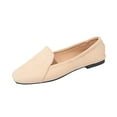 thumbnail image 2 of SYMOID Womens Beige Flock Loafer Flats - Square Toe Flat Heel Wide Size 36-43 Comfortable All-Day Shoes for Office & Daily Casual Outings,Size 43, 2 of 9