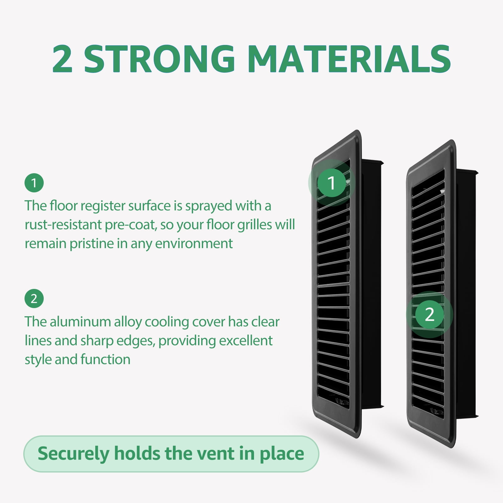 Ikoopy 2Pcs Floor Vent Covers 10inch Heavy Duty Floor Register Aluminium Alloy Heat Vent Covers Rust Proof Floor Grates Adjustable Floor Vent Grille for Floor Ceiling Wall Home