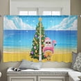 thumbnail image 5 of Christmas Tree Sheer Curtains 45 Inch Length 2 Panels Set, Semi Transparent Voile Rod Pocket Curtains for Living Dining Room Bedroom Drapes Summer Santa Claus Blue Beach Coastal, 5 of 8