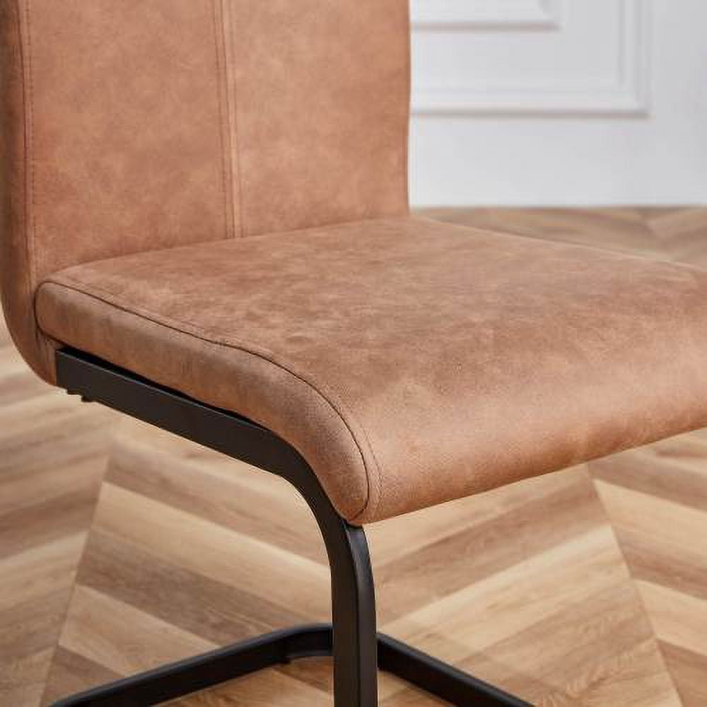 BSHTI Modern Dining Chairs,Leathaire Fabric High Back Upholstered Side Chair with C-shaped Tube Black Metal Legs for Dining Room Kitchen Vanity Patio Club Guest Office chair (Set of 4)