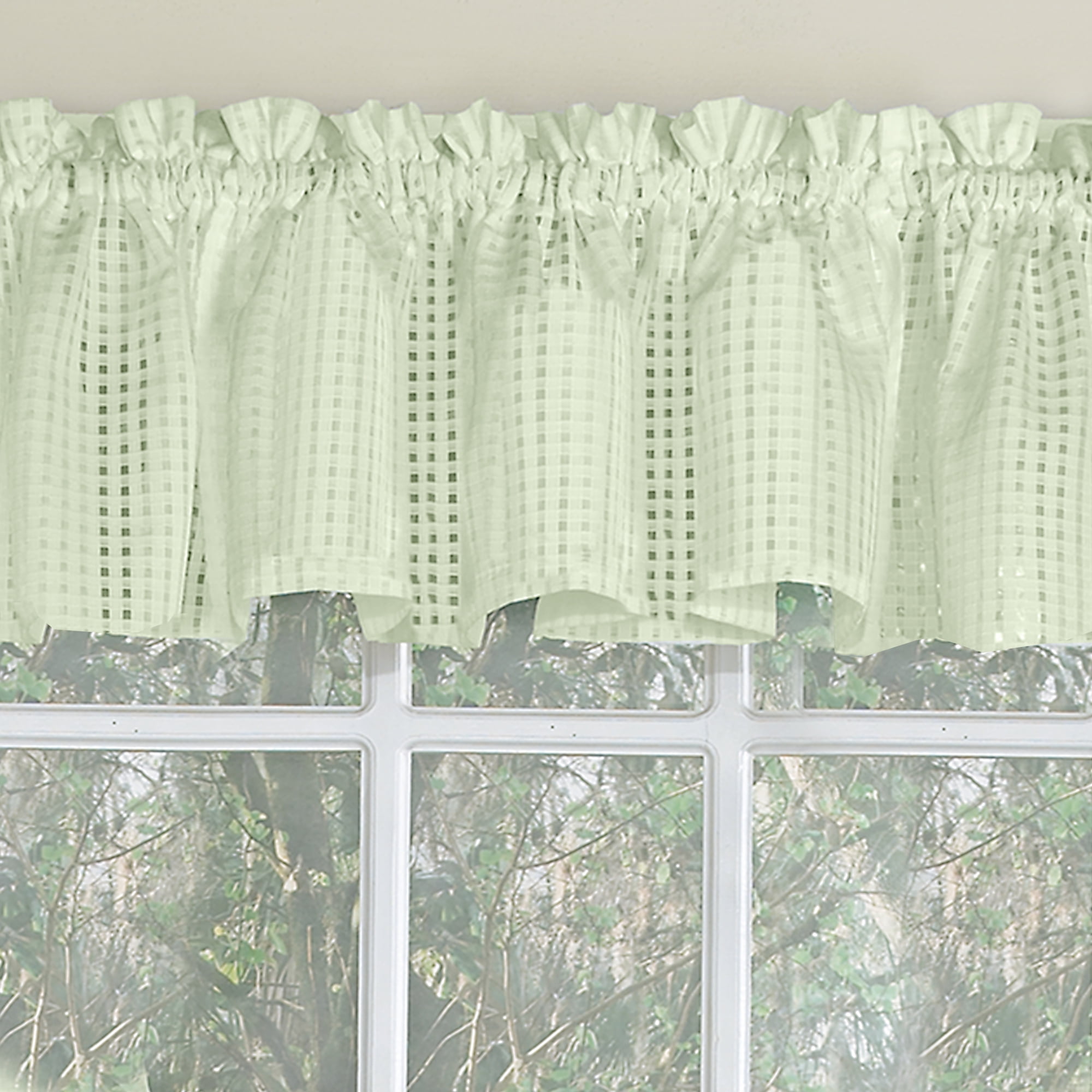 Micro-Check Semi-Sheer Kitchen Window Curtain 24", 36" Tier Pair, 36