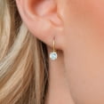thumbnail image 3 of Gem Stone King 14K Yellow Gold Sky Blue Aquamarine Earrings for Women | 1.00 Cttw | Gemstone March Birthstone | Round 5MM, 3 of 6