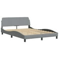 thumbnail image 2 of vidaXL Bed Frame with Headboard Light Grey 137x190 cm Fabric, 2 of 5