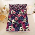 thumbnail image 5 of Homewish Hipple Sugar Skull Queen Sheets,Victorian Romantic Rose Queen Sheet Sets,Halloween Bed Set,4pcs,1 Flat Sheet, 1 Fitted Sheet and 2 Pillowcases, 5 of 6