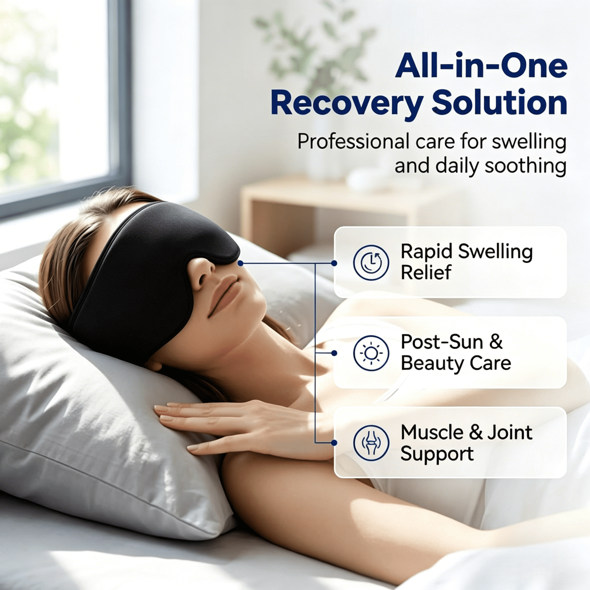 FACEMOON Gel Eye Mask, Reusable & Freezable Eye Compress with Adjustable Strap