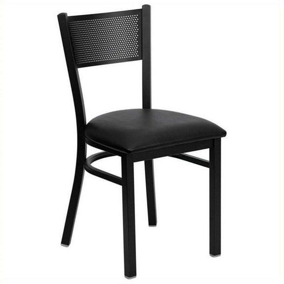 Bowery Hill Metal Dining Chair in Black Vinyl