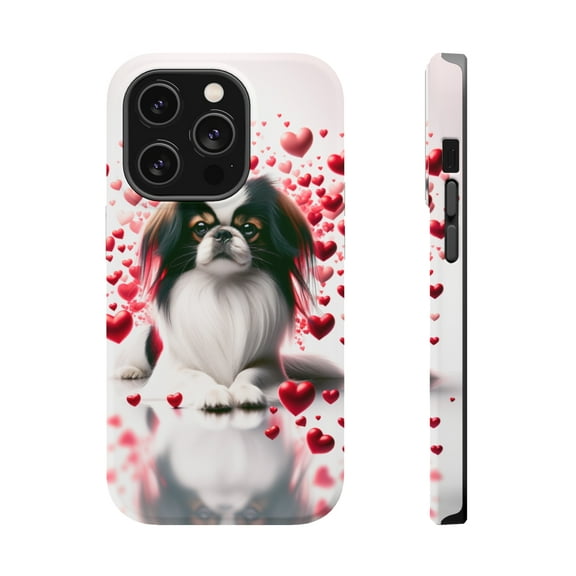 DistinctInk Tough Case for Apple iPhone 15 PRO (6.1" Screen), Compatible with MagSafe Charging - Valentine's Day Japanese Chin