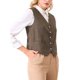 thumbnail image 4 of CHALCO INSPIRADOR Chaleco de Lino para Mujeres Sin Mangas con Cierre de Botones y Escote en V para Trabajo Formal 2XL Marrón, 4 of 5