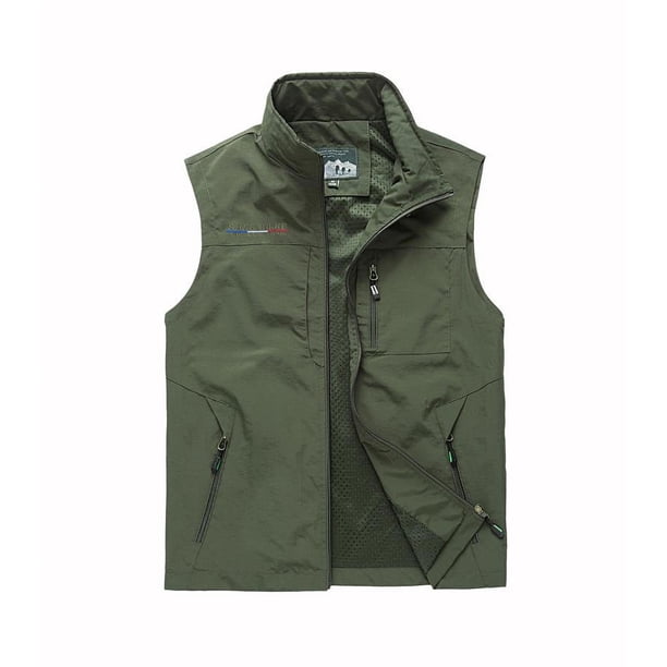 Chaleco casual de primavera y otoño Chaleco de fotografía de pesca con cuello al aire libre para hombres