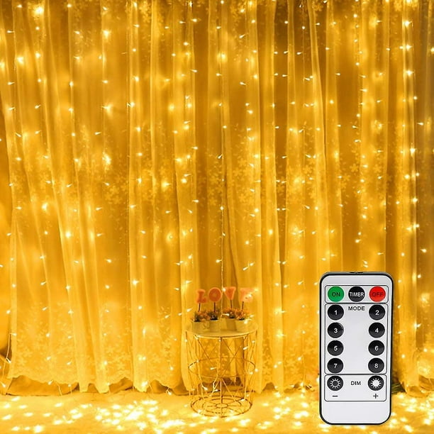 Rideau Lumineux - 300 LED 3M*3M Guirlande Lumineuse Rideau Pile Rideaux  Lumineux avec USB Télécommande 8 Modes Etanche Rideau Lumineuse Noel pour  Interieur Exterieur Fenêtre Fête Mariage : : Luminaires et  Éclairage