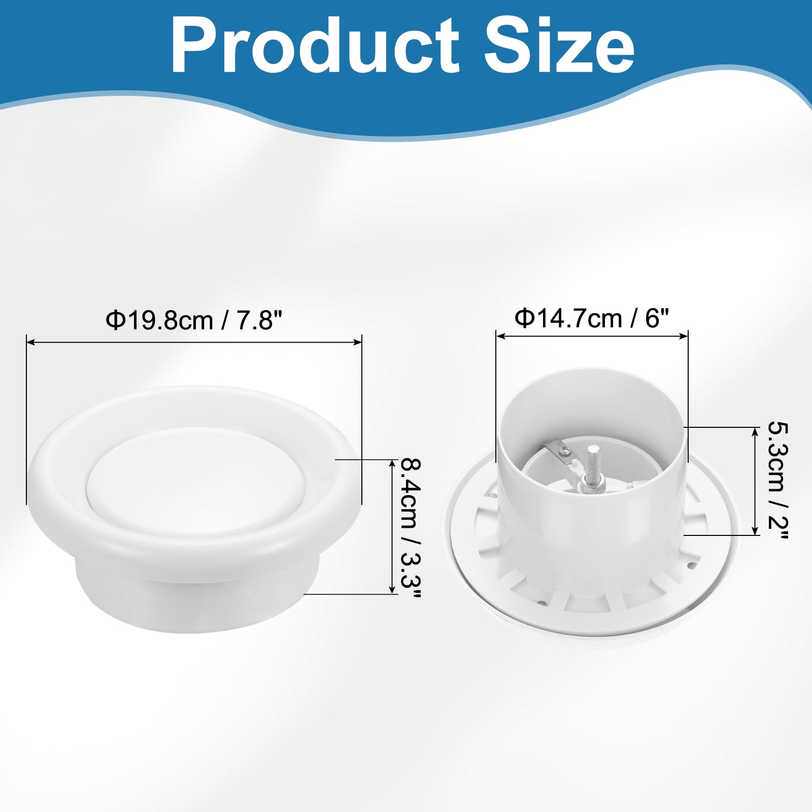 Uxcell 6 Inch Round Air Vent Cover, ABS Exhaust Adjustable Valve Diffuser, White