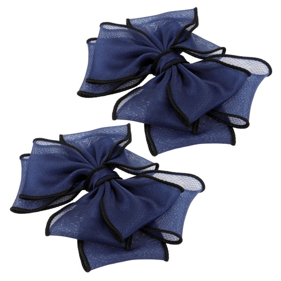 WHAMVOX 2Pcs Bowknot Shoe Charms Organza Black Blue Diy Accessories for Women Girls Shoes