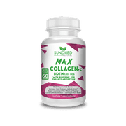 Sundhed Natural Max Collagen Plus C (60 caps) - All Natural Collagen Capsules with Biotin & Bioperine to Boost Anti Aging Hydration & Skin Firmness - Collagen Pills to Strengthen Bones & Nails