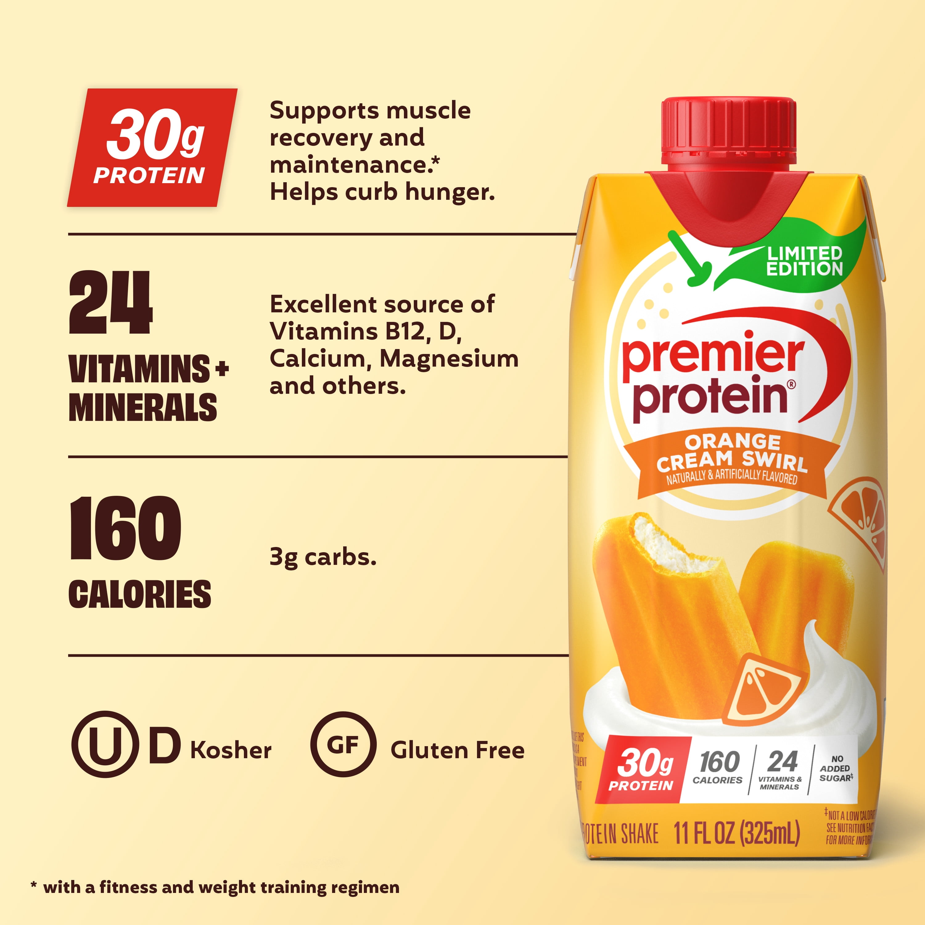 Premier Protein Shake, Orange Cream Swirl, 30g Protein, 11 fl oz, 4 Ct
