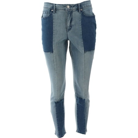 Martha Stewart Petite Seamed Panel Ankle Jeans Light Indigo 10P NEW