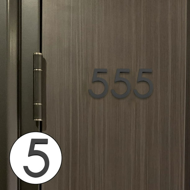 Números de acrílico 5 "Superficie negra mate moderna Simple para la dirección de la calle Tienda Decoración para hogar Puerta de plana 5 Macarena Números de casa flotante