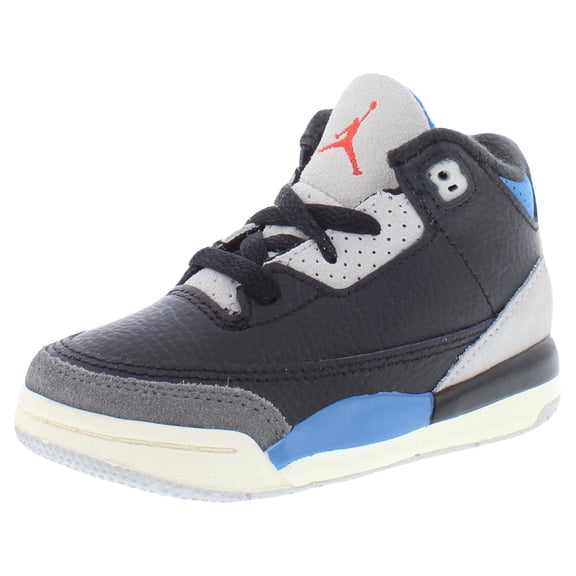 Nike Jordan 3 Retro Original Leather Infant/Toddler Shoes Size 9, Color: Black/Chile Red/Neutral Grey