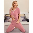 thumbnail image 4 of Ekouaer Pajamas for Women Set 2 Piece Lounge Set Short Sleeve Pjs Joggers Long Pants Sleepwear with Pockets, 4 of 6