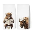 thumbnail image 2 of 2-Pack Funny Bison Bathroom Hand Towels, Cute Animal Themed Absorbent Decor Towel Set, Rustic Farmhouse Kitchen Dish Cloths for Housewarming Gift, 2 of 6