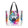 thumbnail image 1 of Disketp Cool Colorful Wolf Bolsa Tote de Lona para Mujer, Bolso de Hombro y Cruzado con Cierre de Cremallera, 1 of 7