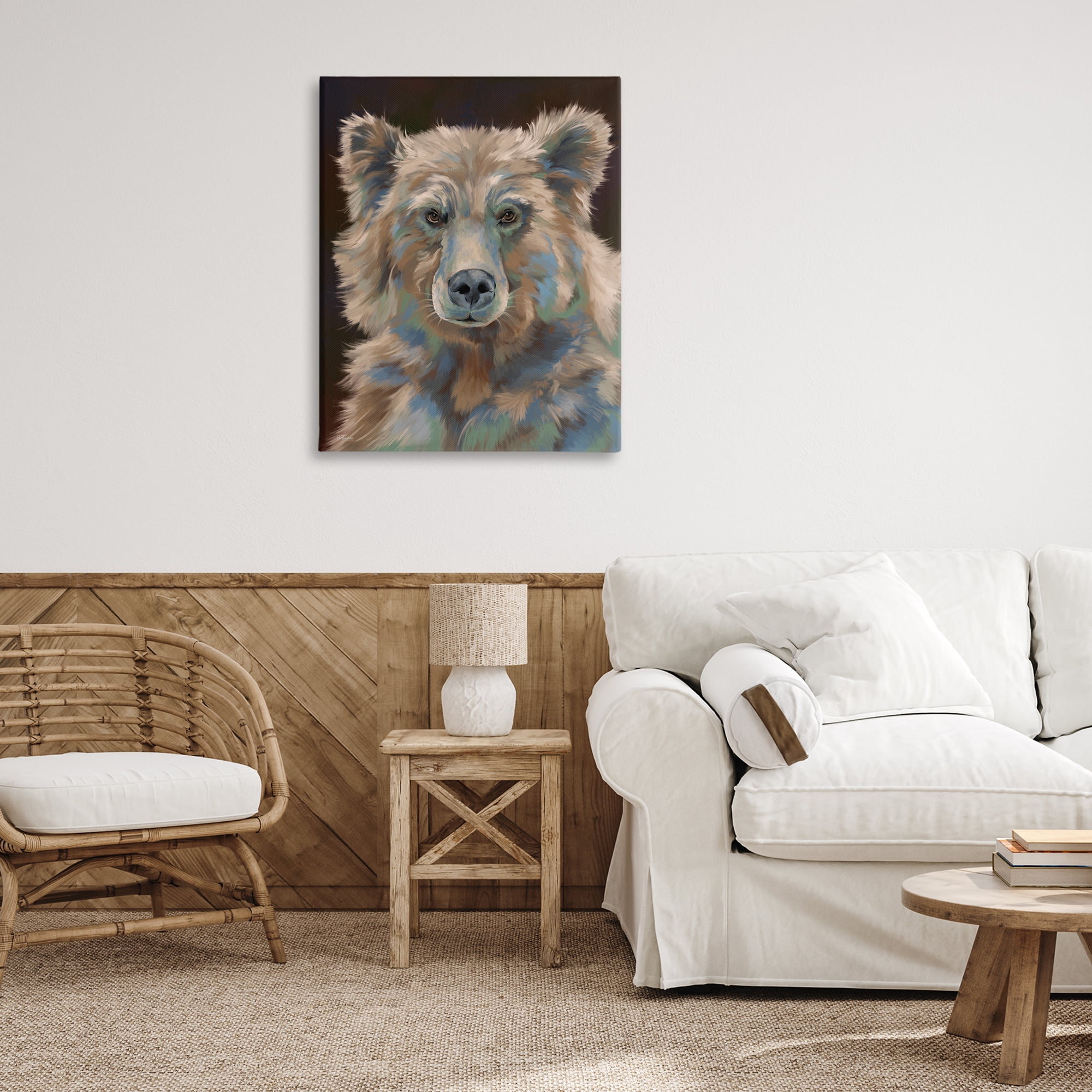 Stupell Industries Fluffy Bear Portrait Animals & Insects Painting Gallery Wrapped Canvas Art Print Wall Art, 30 x 40